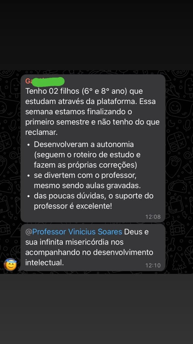Depoimento - Mãe de 2 filhos (6º e 8º ano)